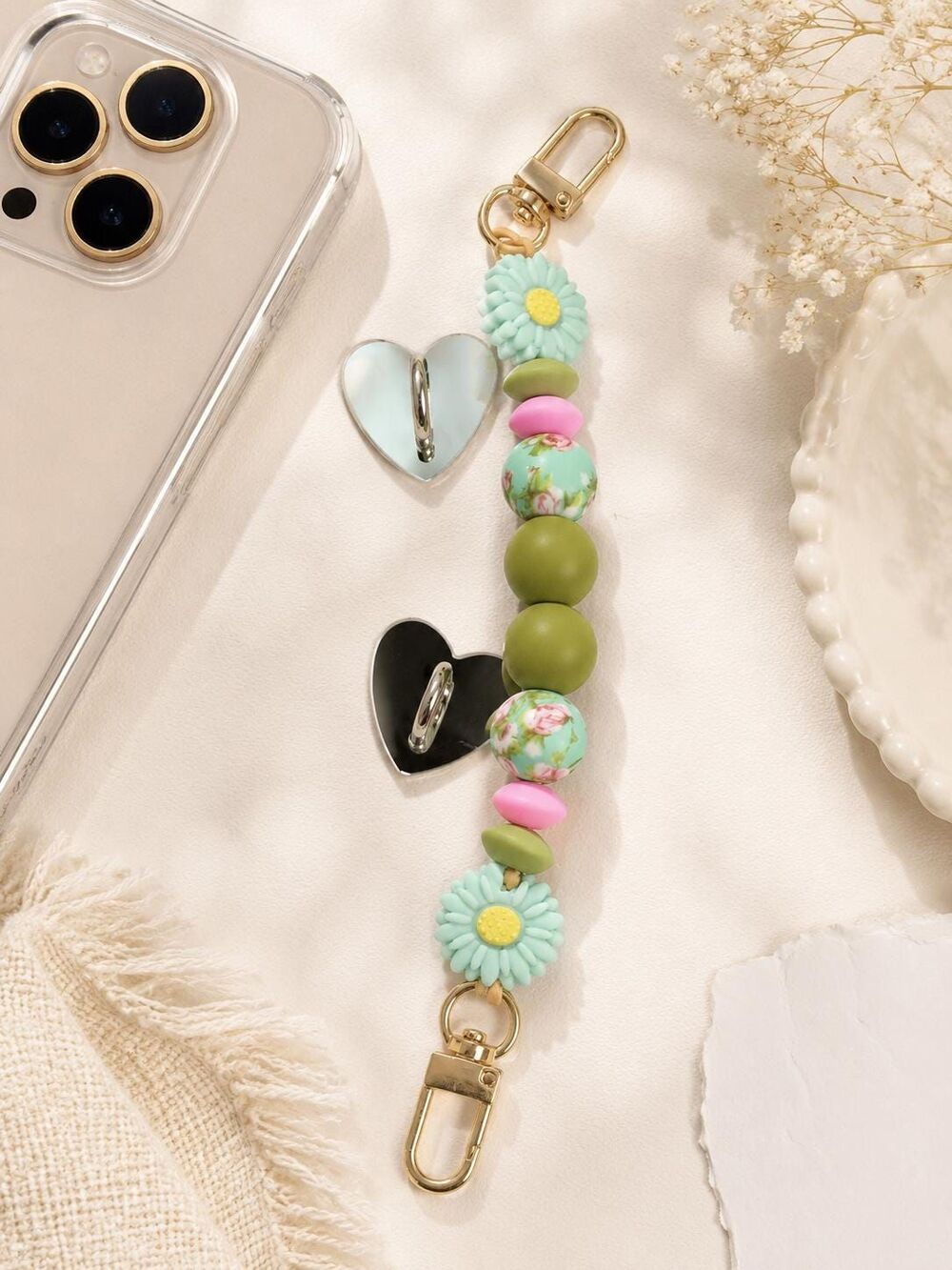 Handmade Phone Grip Cute Cell Phone Holder Floral Silicone Stand Gift for Her